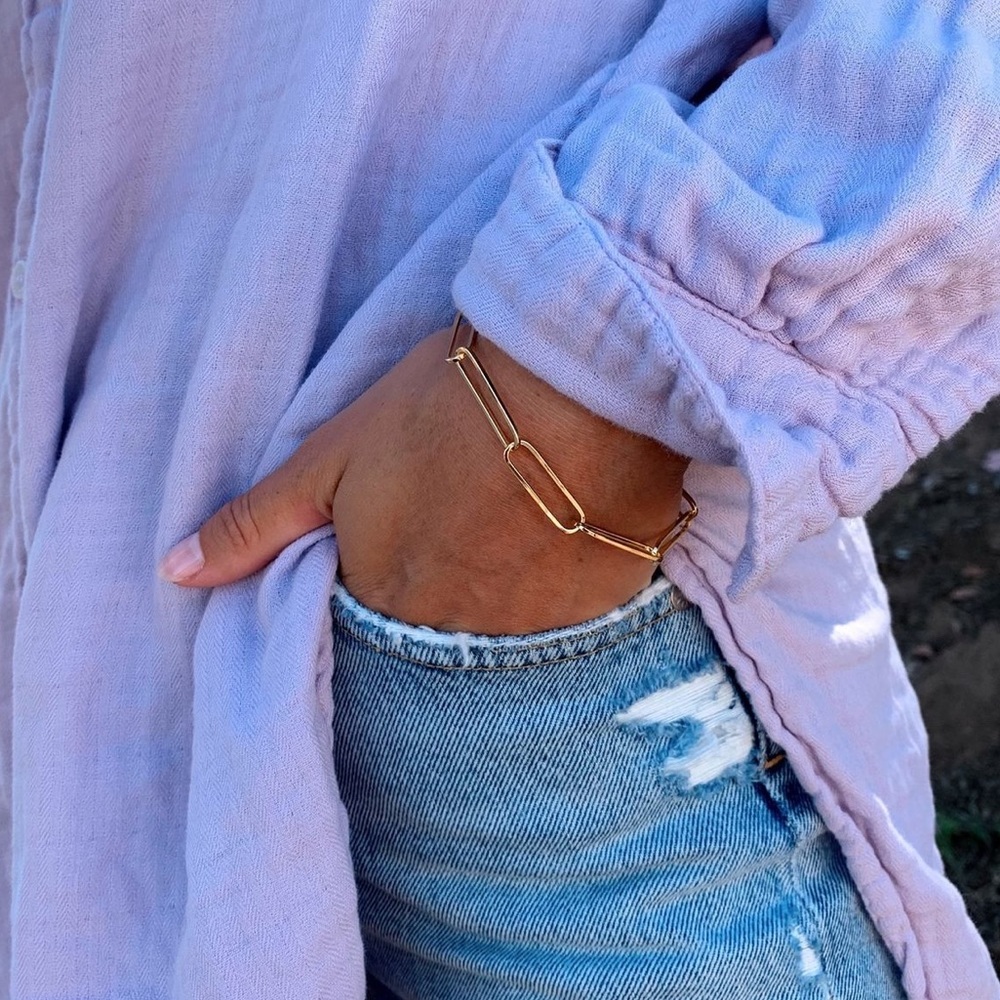 Gorjana NWT Harper Paperclip Bracelet ✨ // Gold - Picture 3 of 13